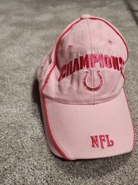 Indianapolis Colts Hat NFL Super Bowl XLI Champions Pink Adjustable Strap Hat